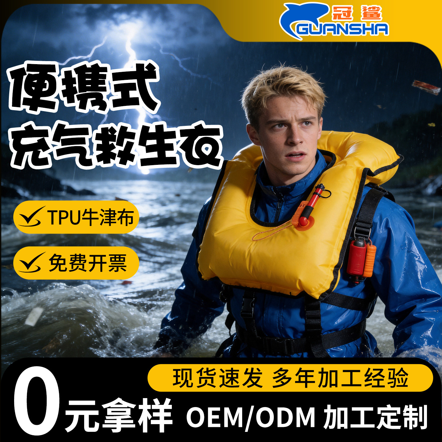 便携式救生衣成人专业大浮力背心马甲游泳钓鱼车载专用可折叠吹气图片