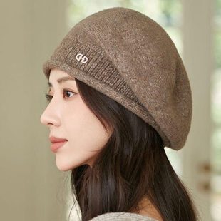 中老年针织帽 舒适贝雷帽女秋冬 缐帽子帽堆堆季 毛线百搭保暖时尚