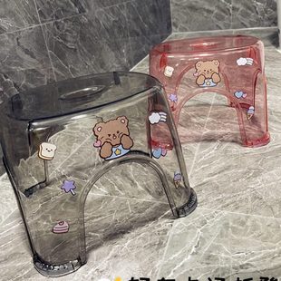 塑料凳子透明卡通圆凳水晶儿童家用小板凳轻奢加厚高级矮凳ins风
