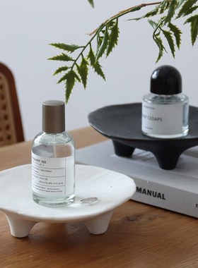 WULIHOME 陶瓷首饰盘香水香薰托盘底座装饰摆件网X红黑色侘寂风