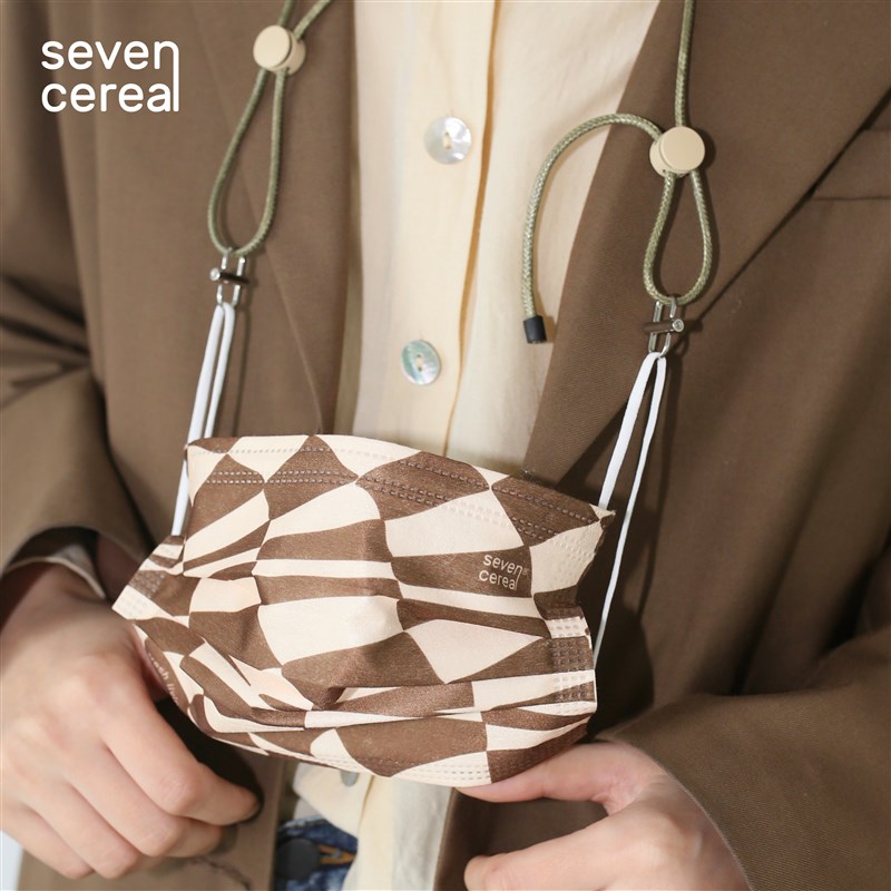 七谷原创口罩i棋盘格纹彩色ins百搭一次性防护面罩三层透气潮