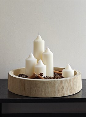 侘寂风木质香薰蜡烛托r盘家用松果套餐民宿玄关餐桌氛围装饰摆件