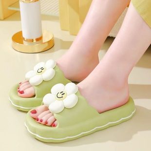女夏厚底花朵防滑凉拖鞋 可爱拖鞋 室内家用居家踩屎感外穿高档浴室