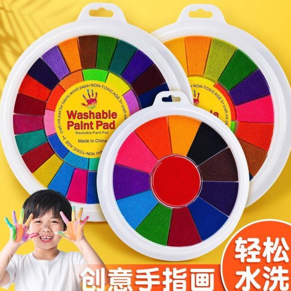儿童手印画可水洗印泥涂鸦彩色盘印泥幼儿园一年级绘画指手小学生
