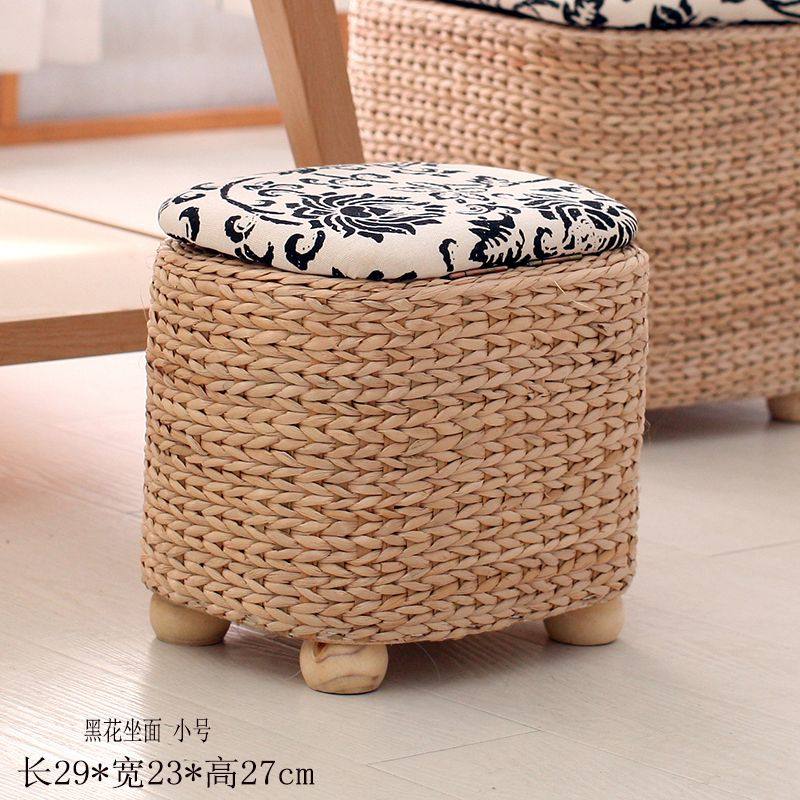 7K草编收纳凳藤编换鞋凳子儿童实木家用床尾搁脚凳沙发凳化妆储物,收纳整理,收纳凳,淘宝优惠券,粉丝福利购,淘宝优惠卷