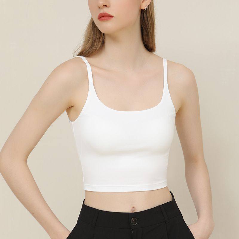 CANVAUS短款带胸垫细肩黑色吊带女U型领弹力修身内搭上衣打底衫夏,运动/瑜伽/健身/球迷用品,瑜伽背心,淘宝优惠券,粉丝福利购,淘宝优惠卷