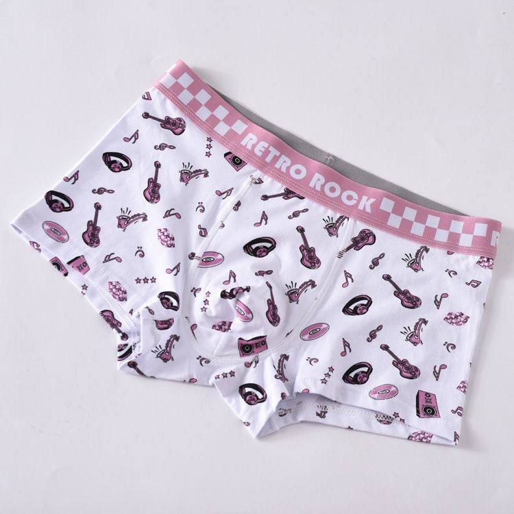 纯棉印花男士内裤中腰蓝色粉色棉质面料四角裤青年男式平角裤衩头,女士内衣/男士内衣/家居服,男平角内裤,淘宝优惠券,粉丝福利购,淘宝优惠卷