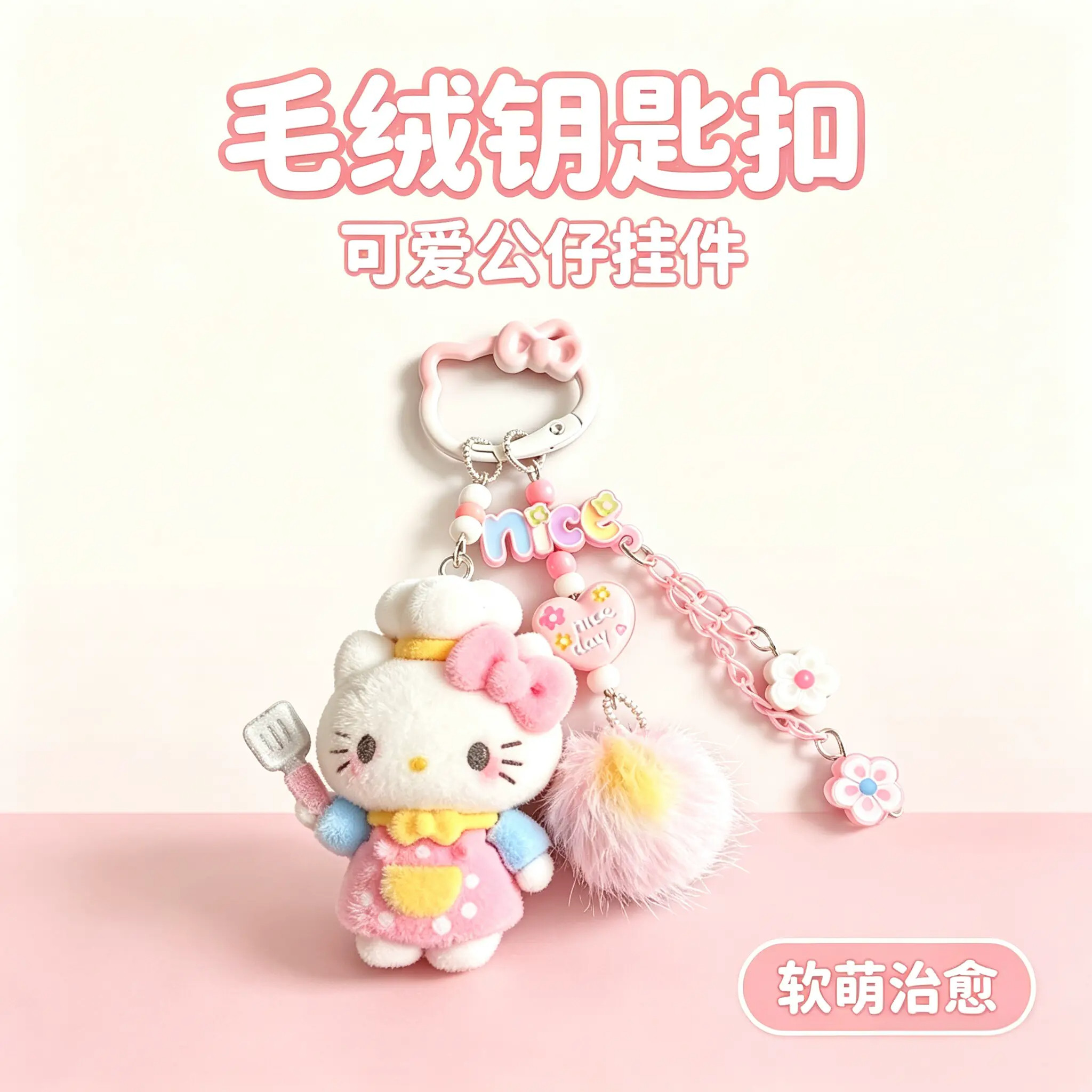 新款卡通钥匙扣毛绒挂件可爱包包挂饰彩色挂件情侣闺蜜配饰品礼物