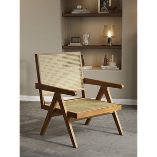XZc427爆款 北欧实木藤编餐椅家用民宿阳台书房简约靠背休闲藤椅椅
