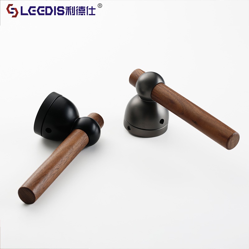 厂家直销黑胡桃木实木分体锁通用型拉手室内门把手轻奢静音门锁