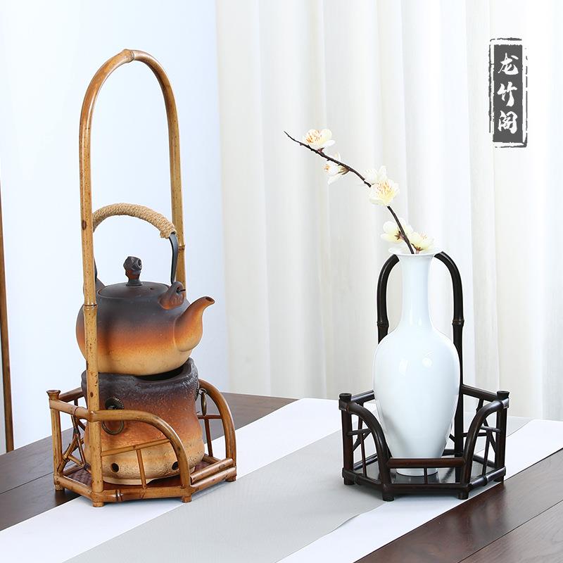 凉炉架茶棚复古花器架竹架子置物架茶炭炉架茶道用具炉台风炉底座