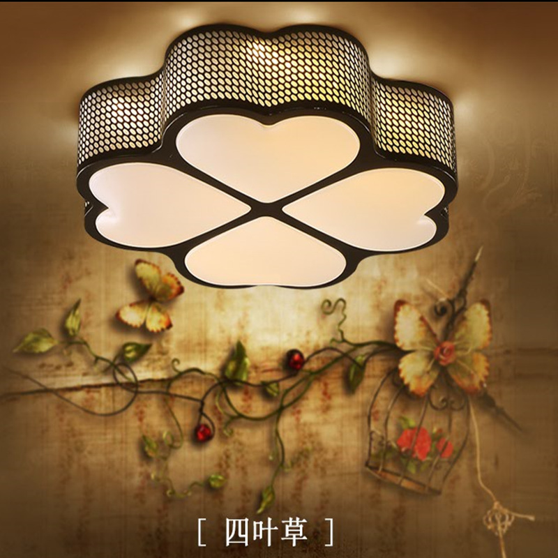 包邮LED吸顶灯新款铁艺卧室灯现代简约四叶草浪漫创意书房灯饰