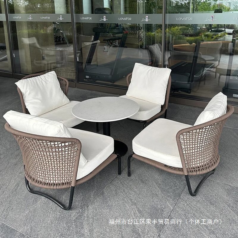 户外桌椅庭院花园藤椅三件套编藤家具北欧露天阳台休闲沙发椅组合