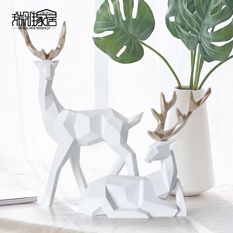 跨境 创意客厅办公室家居用品树脂工艺品招财鹿装饰品摆件礼品,家居饰品,桌面摆件,淘宝优惠券,粉丝福利购,淘宝优惠卷