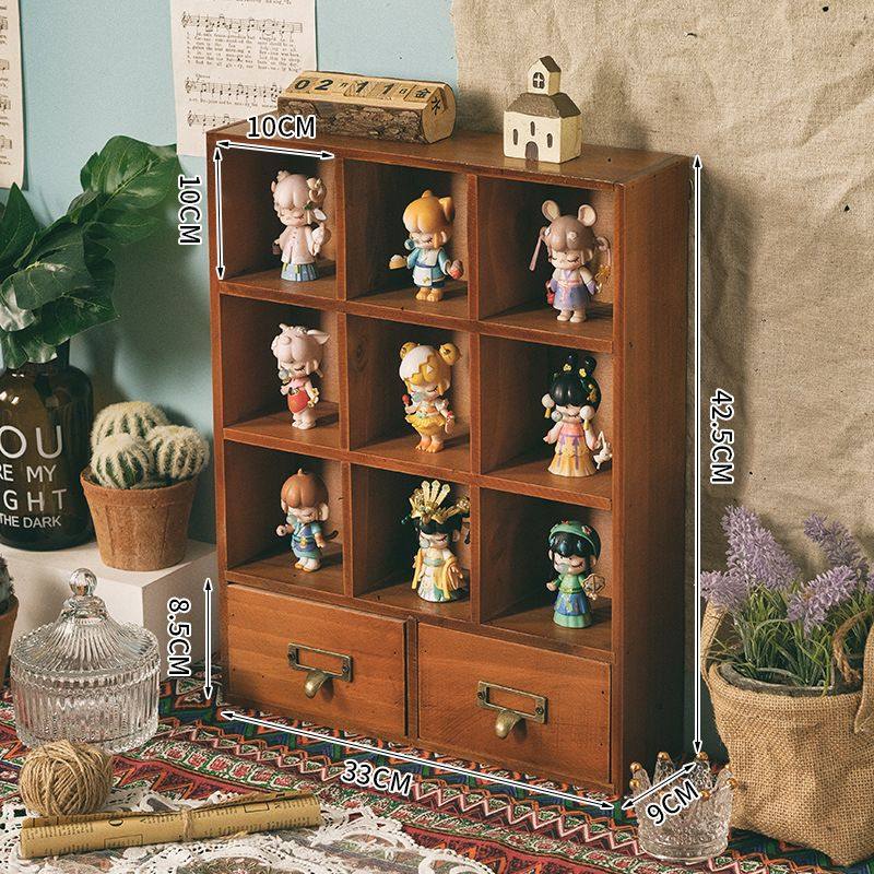 木质复古三层化妆品收纳盒餐桌日式杂物小型杯子香水木质收纳展柜,住宅家具,家用陈列柜,淘宝优惠券,粉丝福利购,淘宝优惠卷