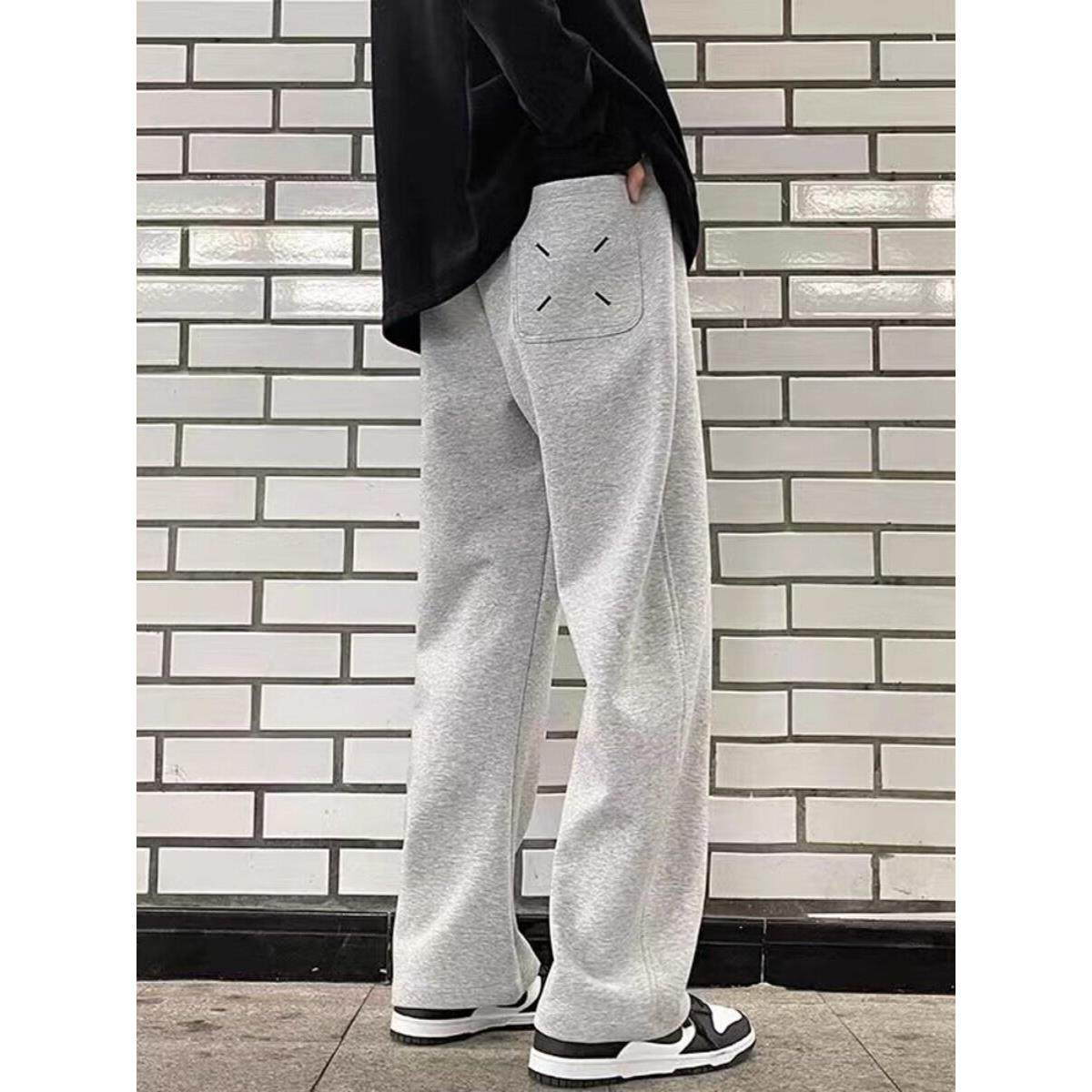 DGVV休闲裤男秋冬季加绒加厚直筒卫裤马吉拉灰色宽松保暖糯米裤,男装,时尚防晒服,淘宝优惠券,粉丝福利购,淘宝优惠卷