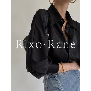 法国Rixo Rane ⭐醋酸缎面黑色衬衫女法式职业垂感衬衣叠穿上衣潮
