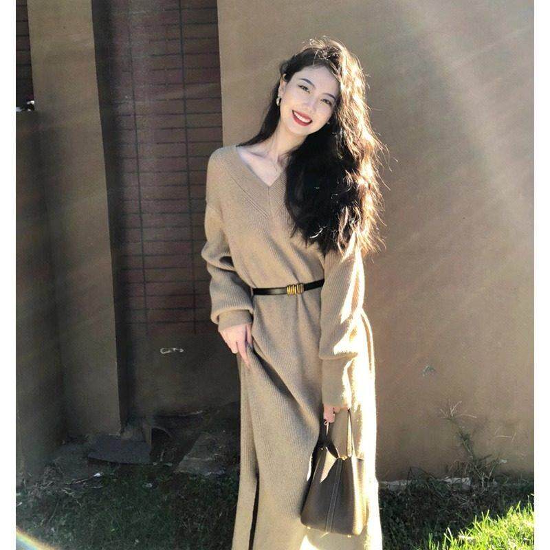 欧洲站秋装女款2025年新款轻奢高级感气质长袖打底针织毛衣洋装