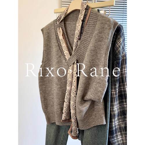 法国Rixo Rane ⭐设计感丝巾配饰马甲女2025POLO领衬衫叠穿两件套