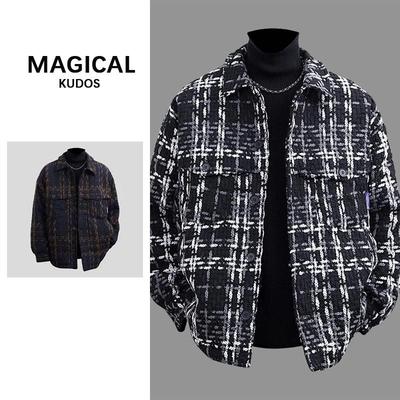 MAGICAL KUDOS小香风羽绒服男春秋格子鸭绒保暖轻薄宽松夹克外套