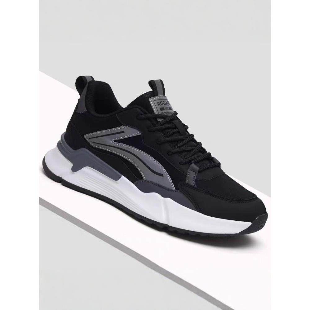 男鞋夏季透气2025新款板鞋休闲鞋子男士跑步运动鞋厚底网面老爹鞋