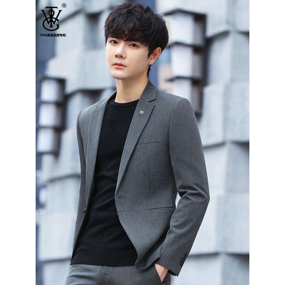 TWG西装外套男2025韩版修身款休闲小西服高级感痞帅青年单西上衣