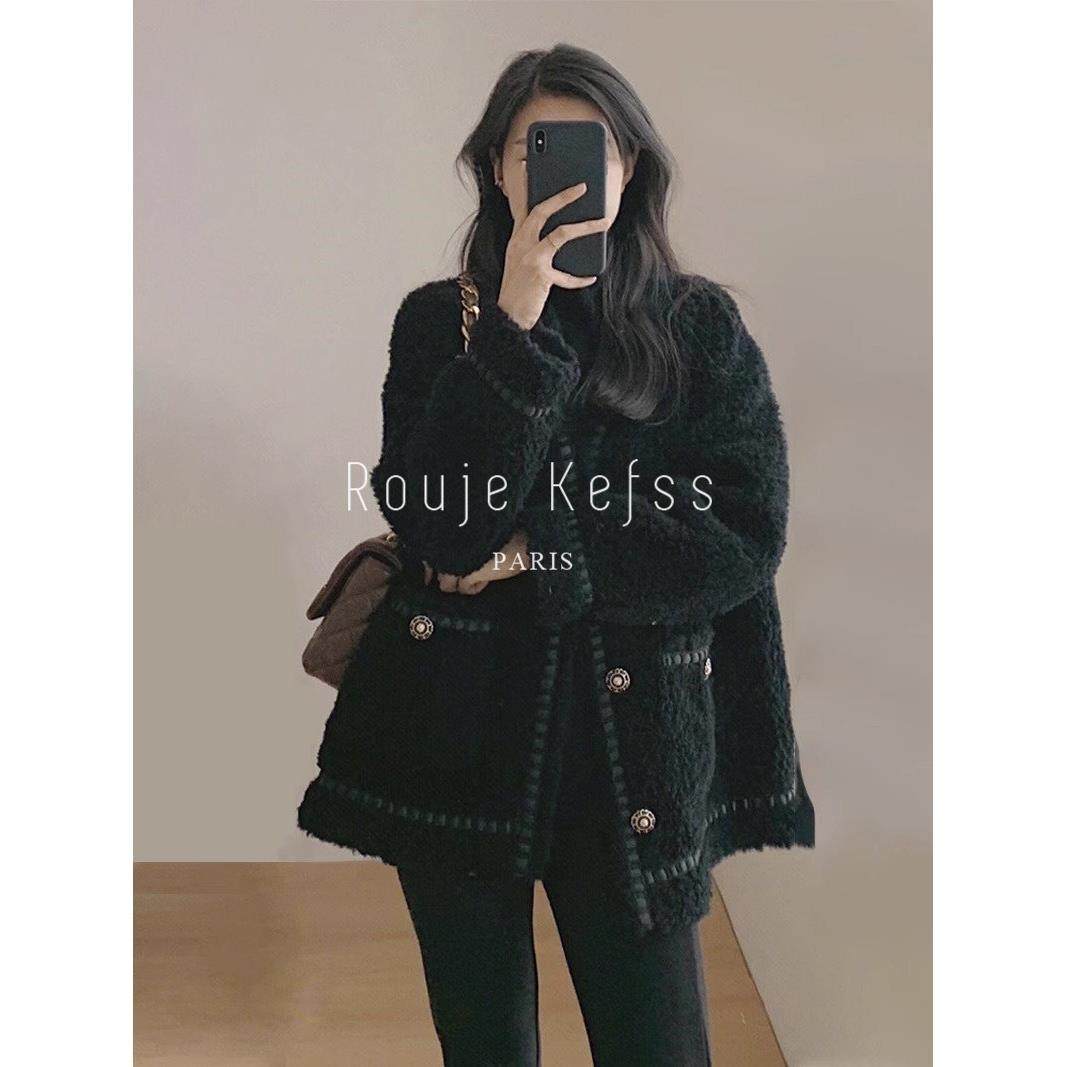 Rouje kefss法式小香风羊羔毛外套女秋冬慵懒高级感皮毛一体上衣,女装/女士精品,常规大码外套,淘宝优惠券,粉丝福利购,淘宝优惠卷