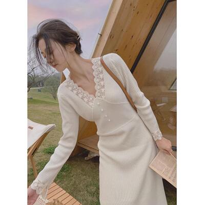 欧洲站秋季2025新款法国女士无障碍高底优雅长裙底针织连衣裙