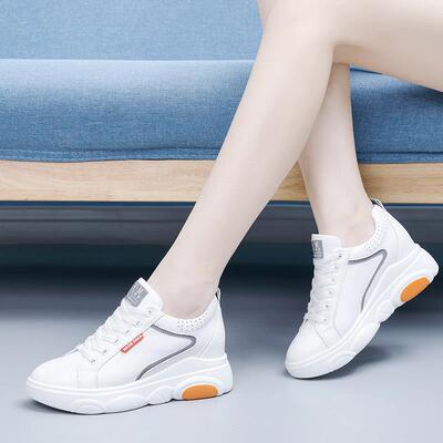 香港内增高小白鞋真皮女鞋2025新款运动休闲 鞋百搭透气显瘦旅游