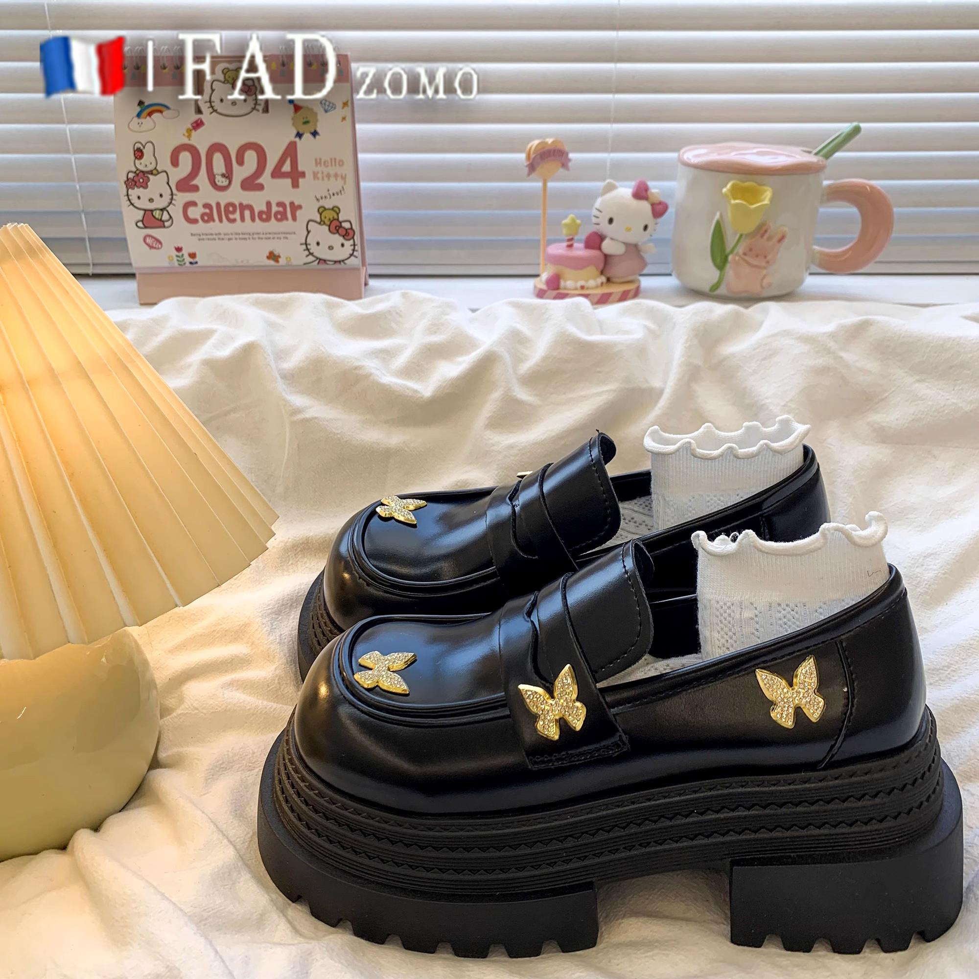 法国Fad Zomo厚底粗跟乐福单鞋女2025春秋英伦风覆古玛丽珍小皮鞋