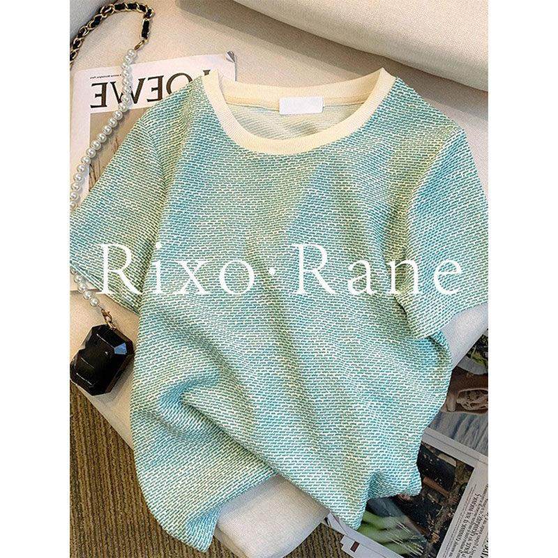 法国Rixo Rane 巨气质⭐法式正肩显瘦休闲针织设计感小众短袖t恤,女装/女士精品,大码内搭,淘宝优惠券,粉丝福利购,淘宝优惠卷