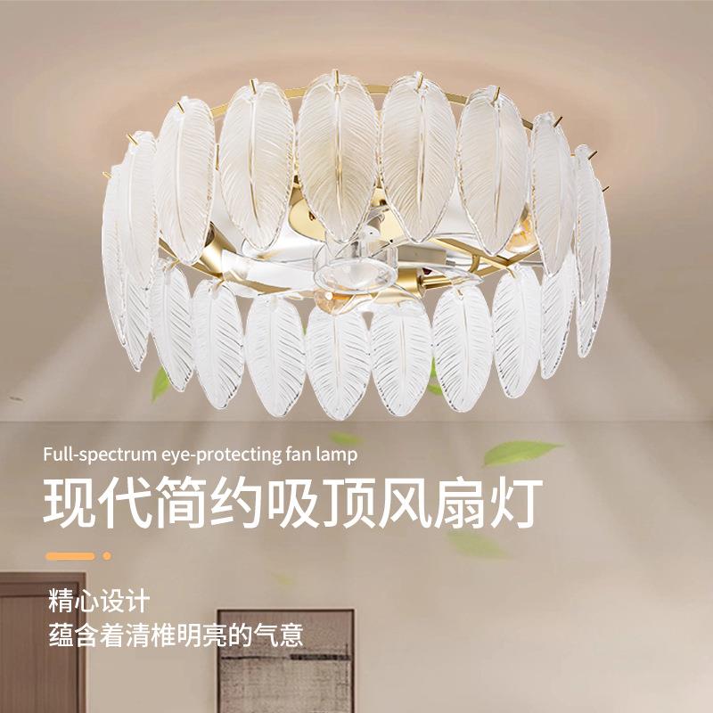 吸顶风扇灯小户型家用灯餐厅智能暖色风扇灯客厅卧室冷色系风扇灯