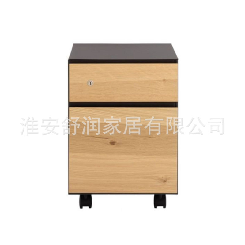 创意设计木质纹路文件柜办公室A4纸资料收纳柜多功能滑轮活动柜