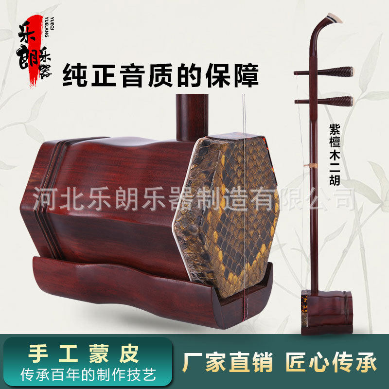 二胡乐器紫檀木红木儿童初学演奏工厂直销批发全套配件盒子马尾弓