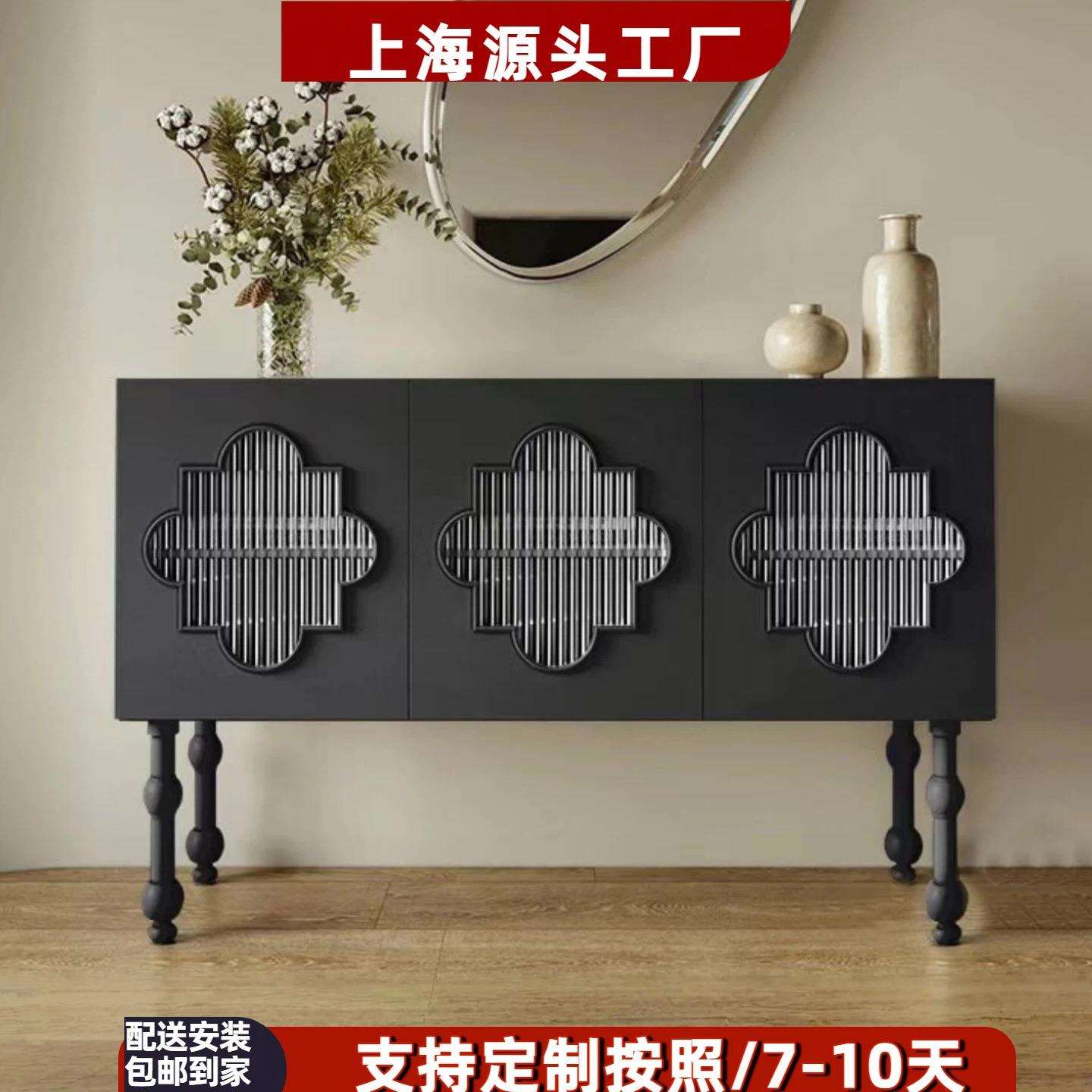 北欧烤漆餐边柜实木入户玄关柜现代简约客厅装饰柜茶水储物柜整装