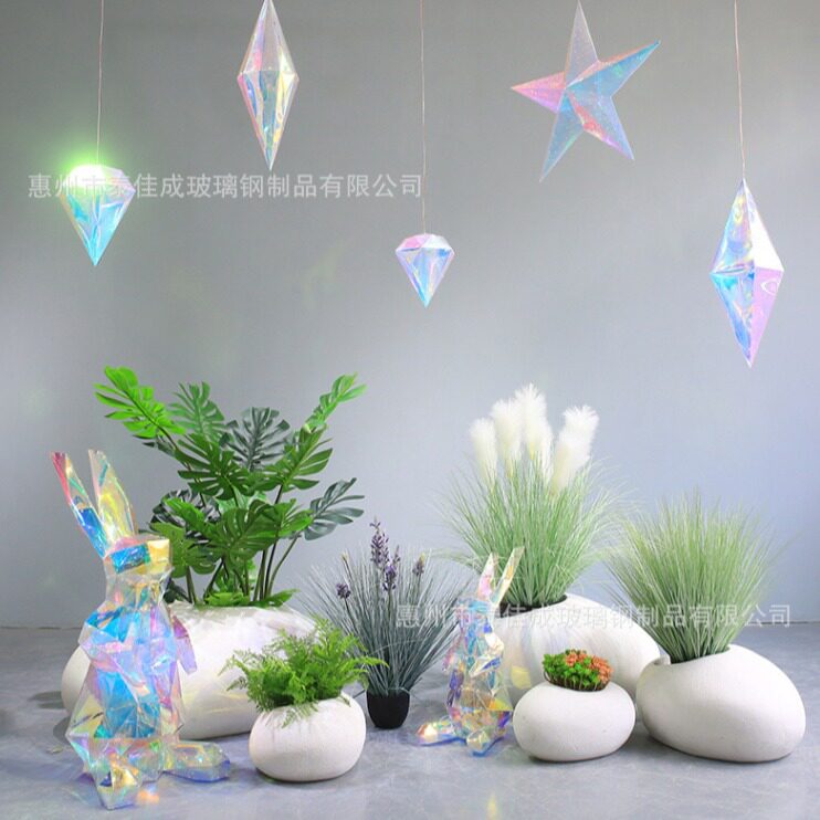 定制玻璃钢花箱步行街花盆户外树脂简约创意花钵北欧花器高端花坛