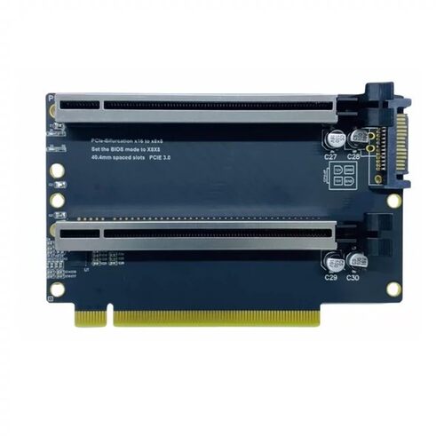 PCIe3.0 x16一转二拆分卡gen3拓展卡X8X8转接卡1转2槽位加高