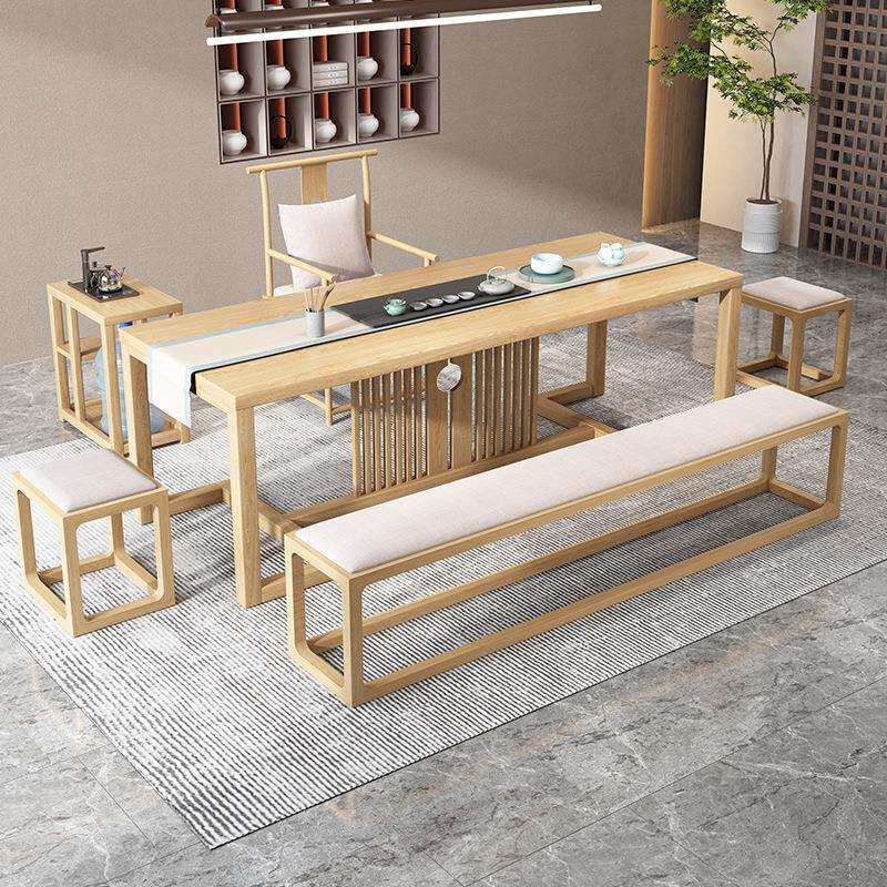 新中式泡茶台实木大板茶桌椅组合办公室客厅家用现代简约功夫原木