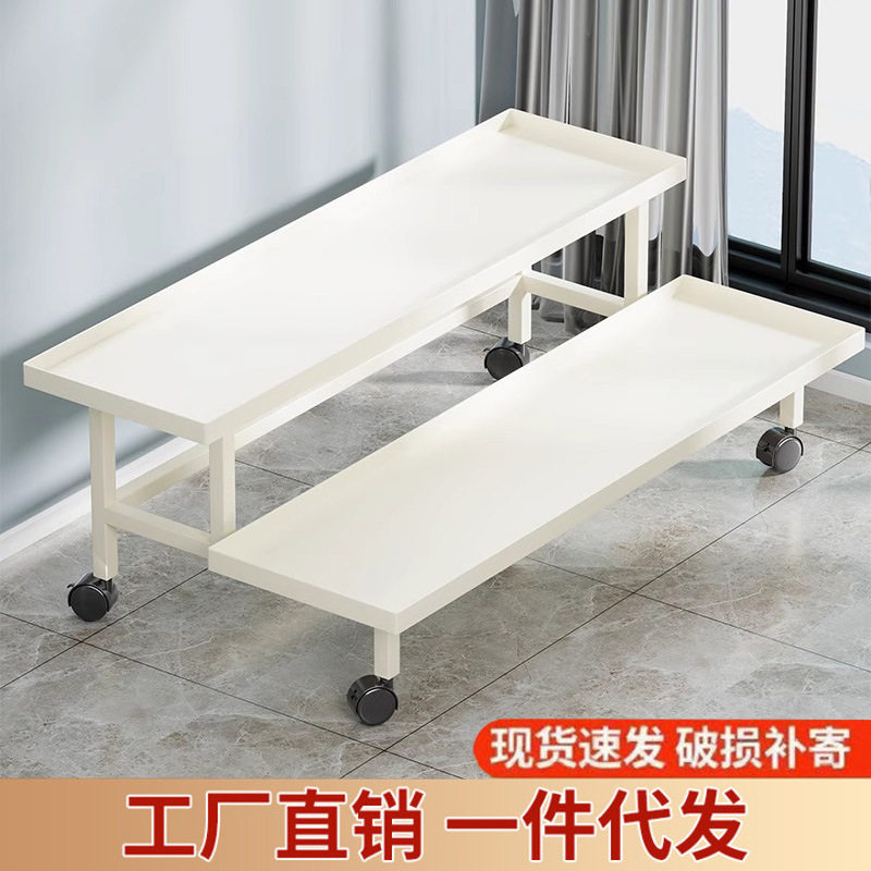 阶梯式花架铁艺带轮阳台鲜花摆放室外可移动简约多层植物展示架子