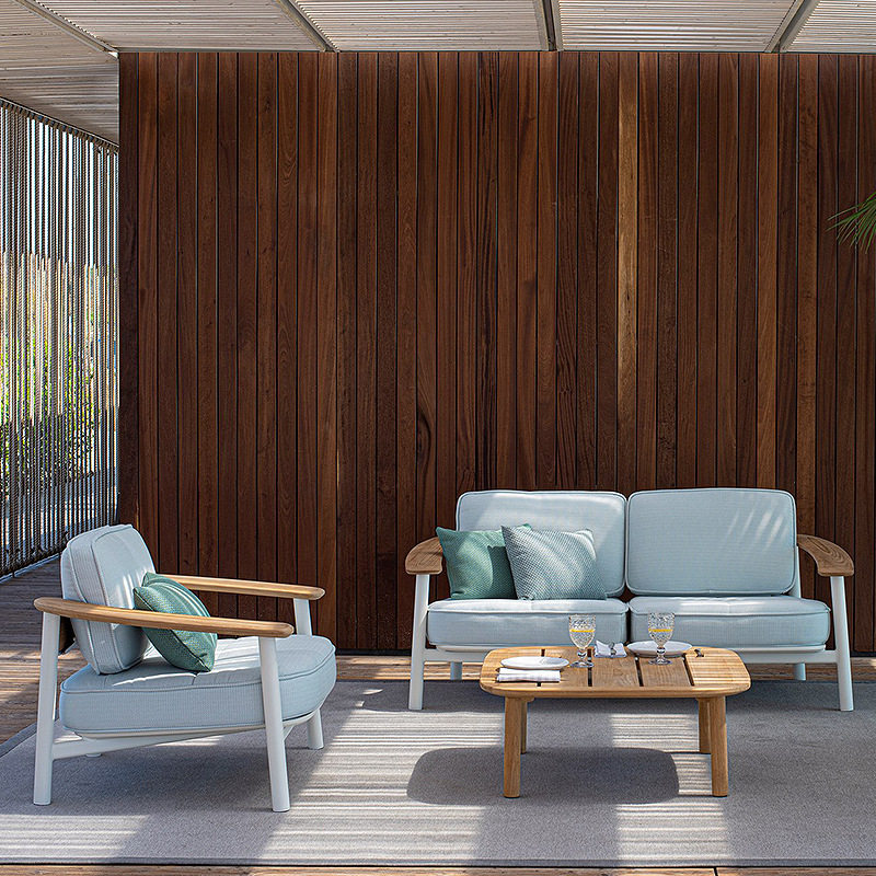 户外花园露台别墅室外庭院沙发防水防晒设计师家具组合柚木铝合金