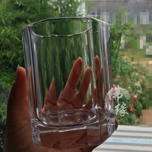 水晶玻璃洋酒杯风八角啤酒杯酒吧 原矿水晶天然威士忌酒杯家用欧式