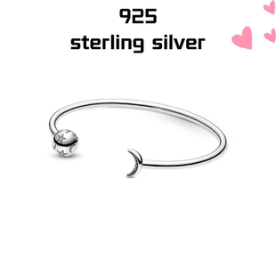 【新品】S925纯银奥莱Moments星月开口素圈手镯925银礼物