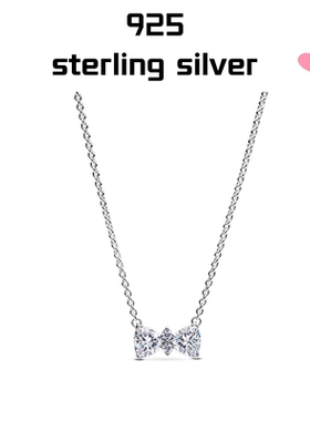 【新品】S925纯银闪耀星光蝴蝶结项链戒指耳钉套装送女友七夕礼物