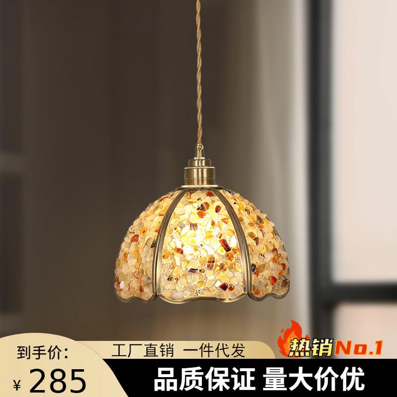 过道灯走廊灯具现代简约楼梯入户玄关阳台灯法式水晶灯全铜小吊灯