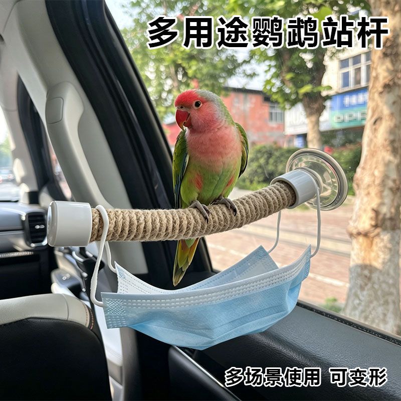 玻璃瓷砖车载鹦鹉站架玄凤虎皮鸟用吸盘多用途站立棍架子