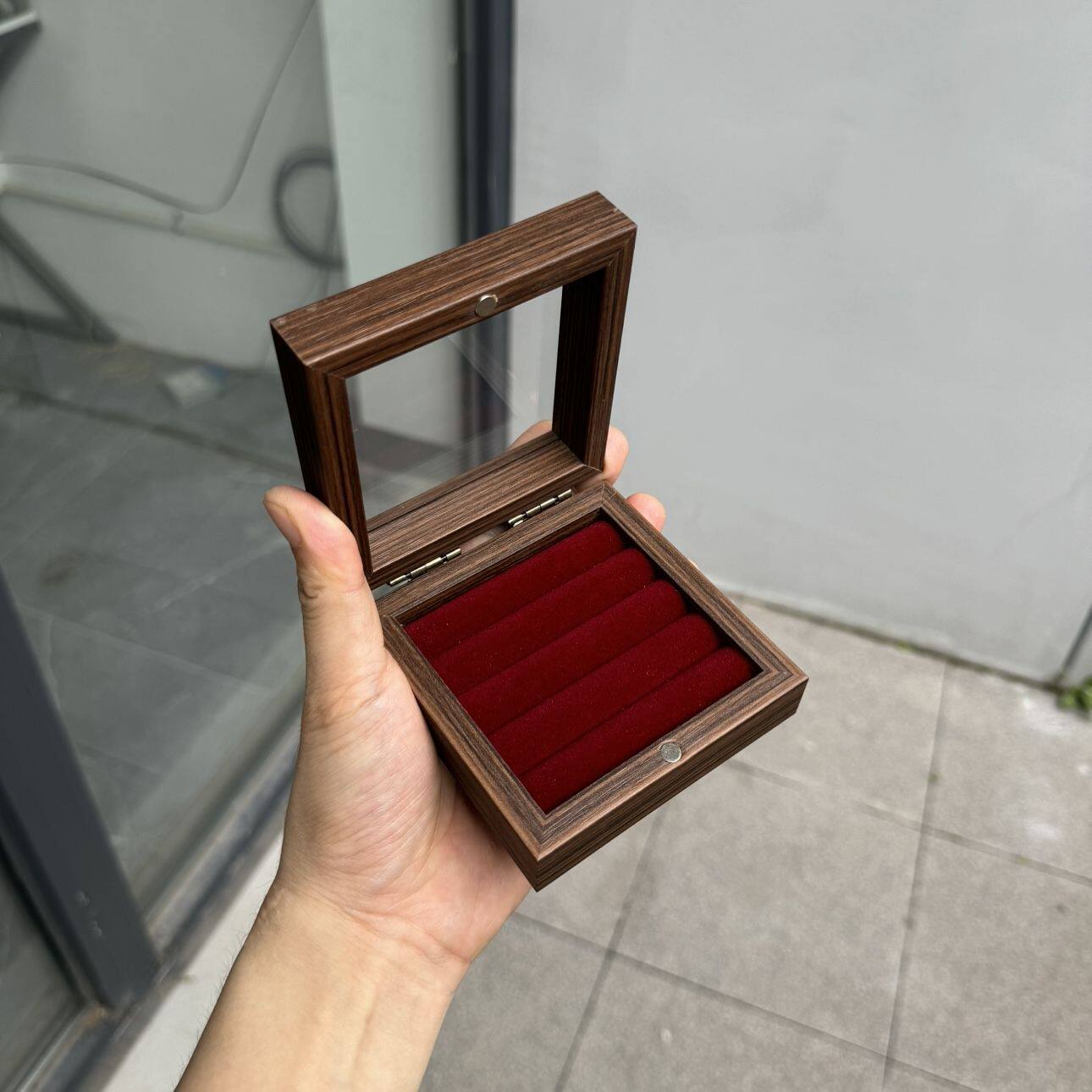 新款复古便携小型首饰收纳盒高档精致戒指耳钉饰品防氧化收纳盒