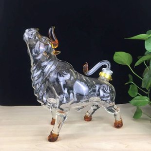 十二生肖空心牛泡酒瓶 工艺酒瓶牛气冲天泡药酒瓶 透明玻璃洋酒瓶