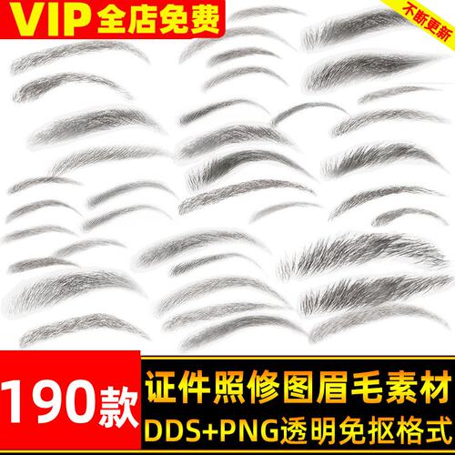 证件照人脸修图妆容真人眉毛贴图PNG免抠透明图片PS五官修图素材