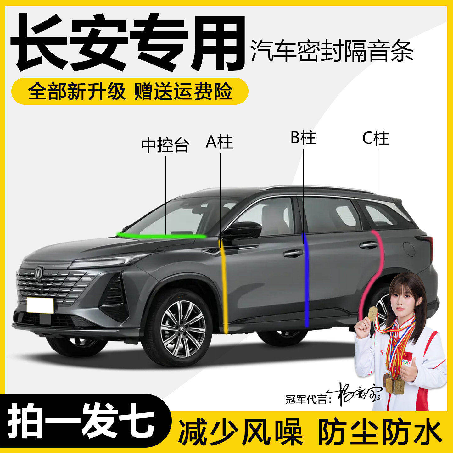 长安CS75PLUS CS35 UNIV X5 X7逸动CS55汽车门ABC柱中控台密封条
