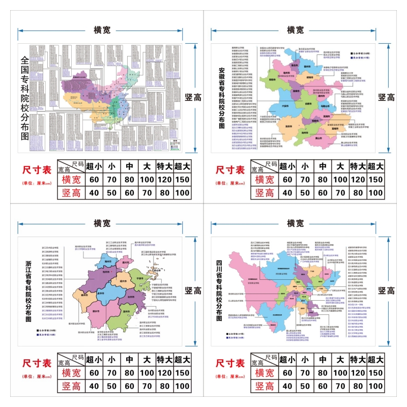 全国专科院校分布图各省高职大学大专海报高中教室布置墙贴河南